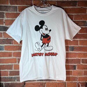 Disney Mickey Mouse Graphic T Shirt Mens Medium White Double Sided Tee Front Bac